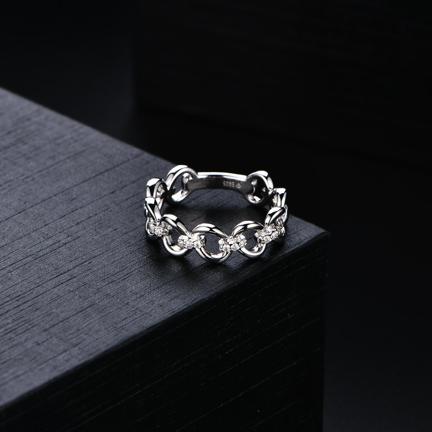 Moissanite Interlocking Pave Half Eternity Wedding Band