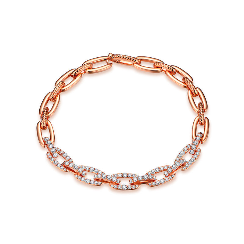 Moissanite Oval Paperclip Chain Pave Bracelet In Sterling Silver