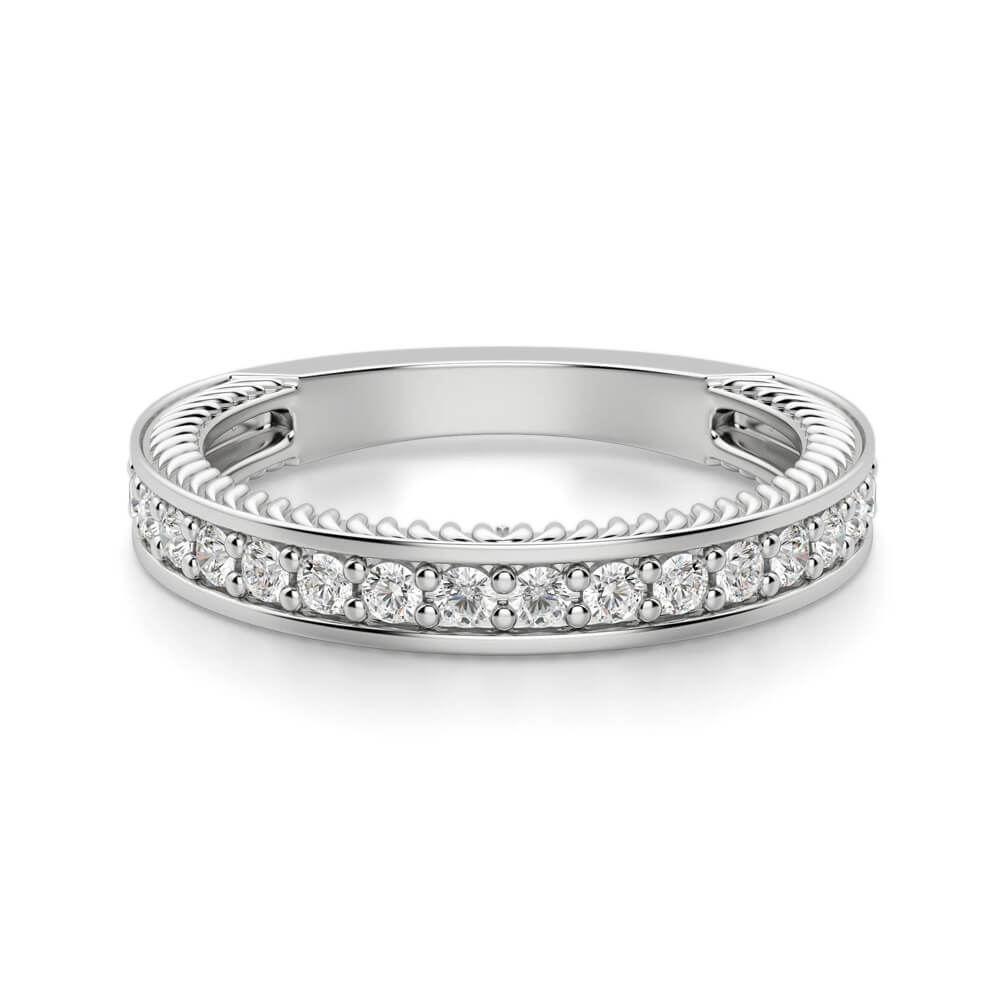 Round Moissanite Accented Half Eternity Wedding Band