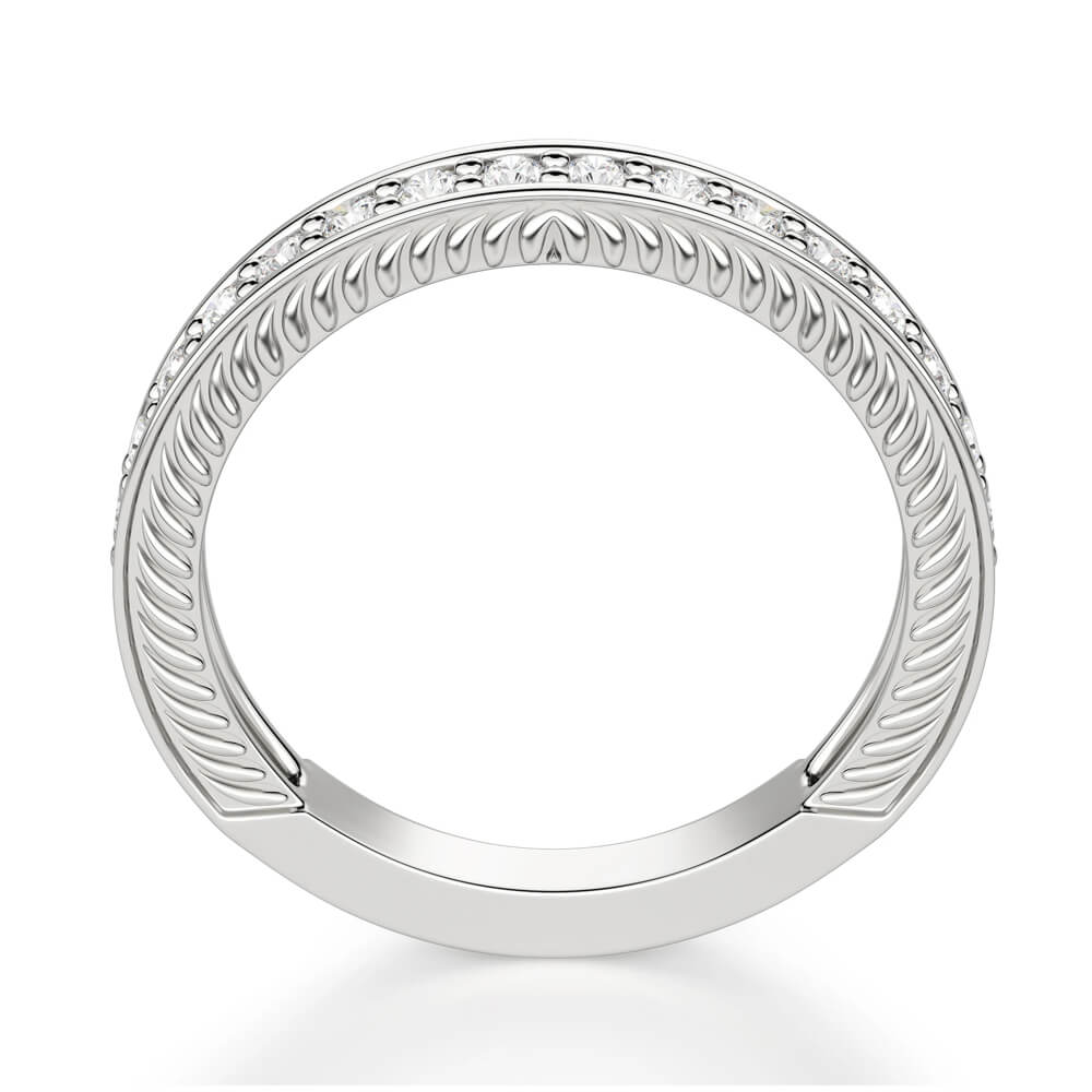 Round Moissanite Accented Half Eternity Wedding Band