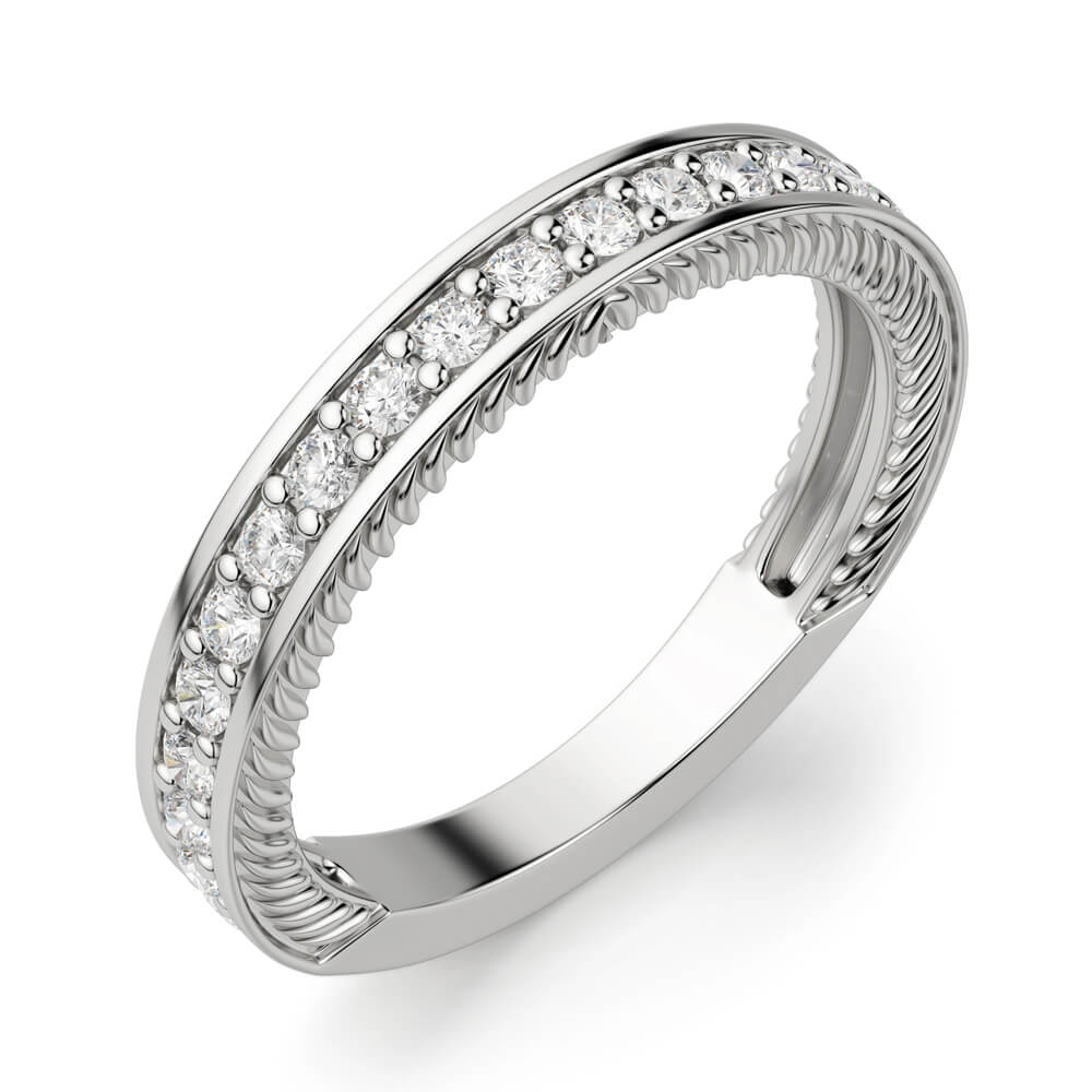 Round Moissanite Accented Half Eternity Wedding Band