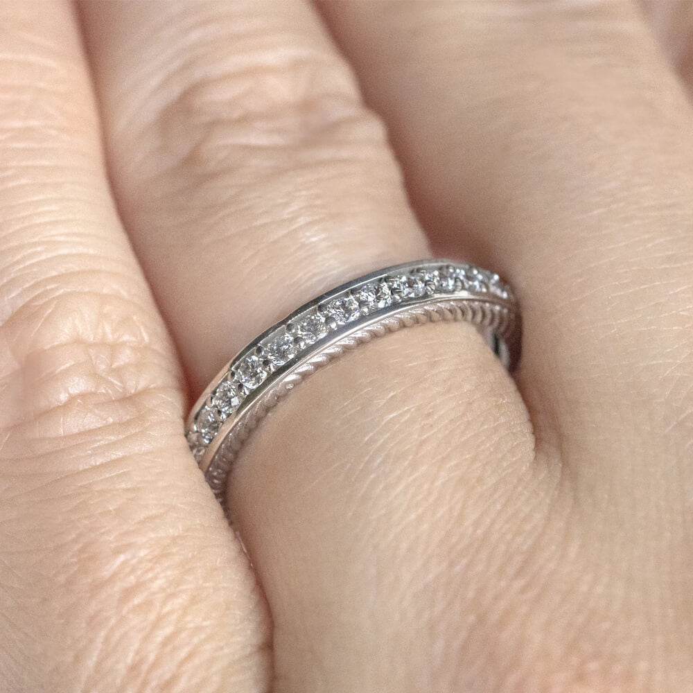 Round Moissanite Accented Half Eternity Wedding Band