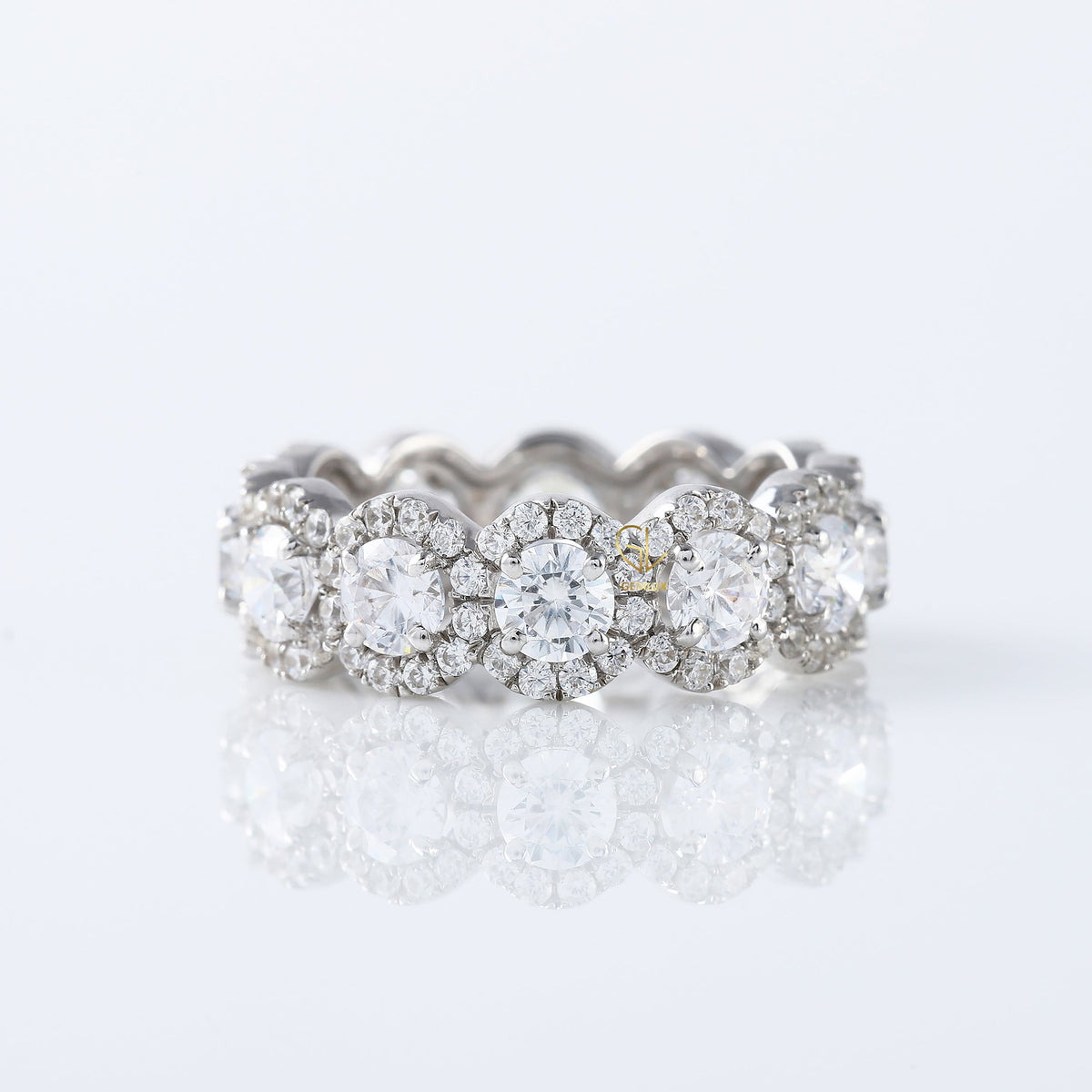 Round Cut Moissanite Eternity Wedding Band