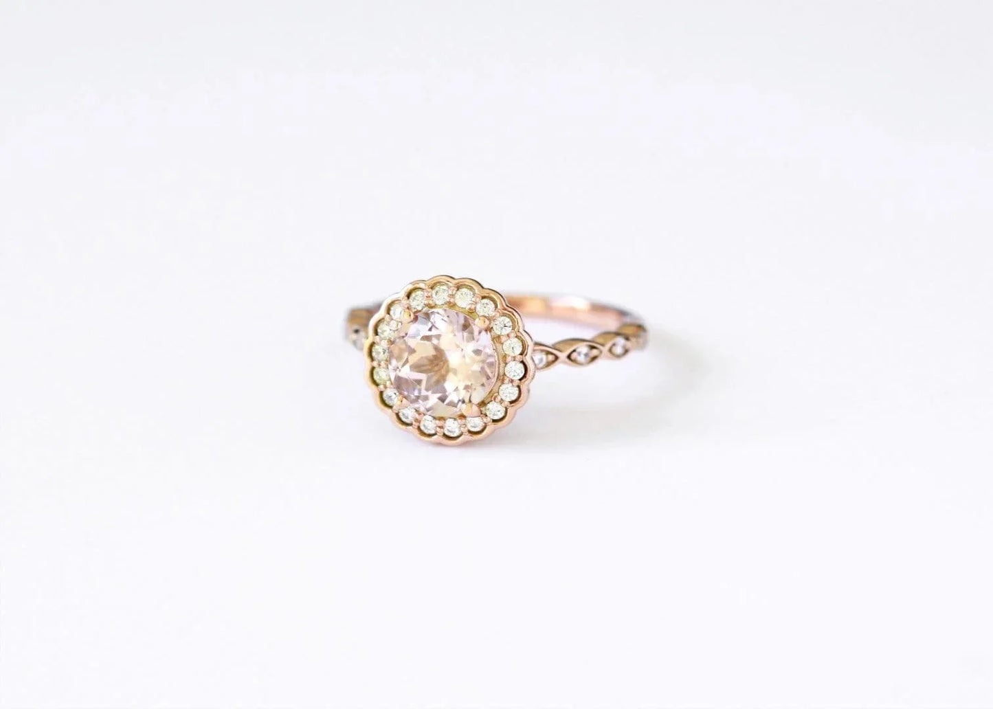 Morganite Halo Ring