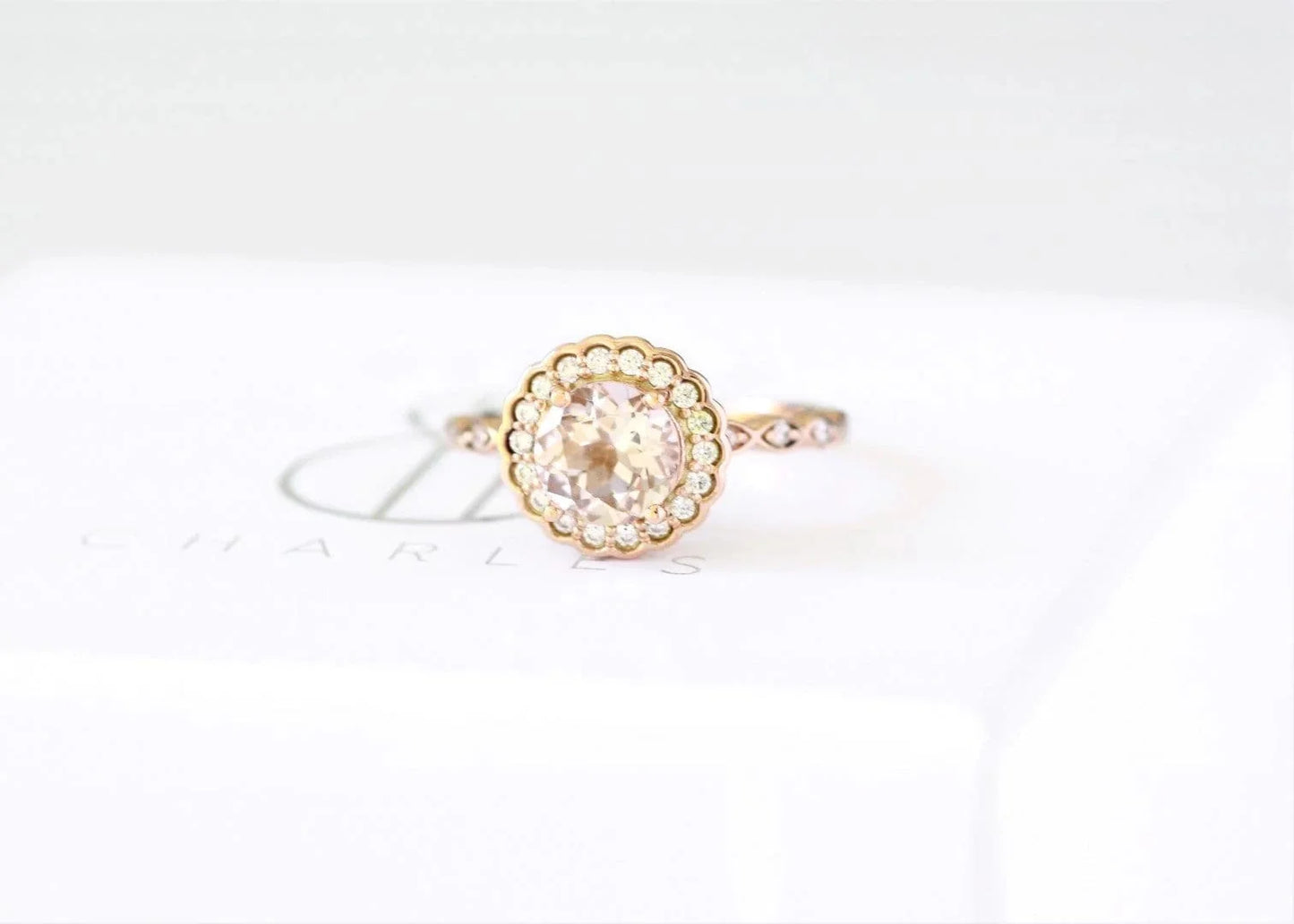 Morganite Halo Ring