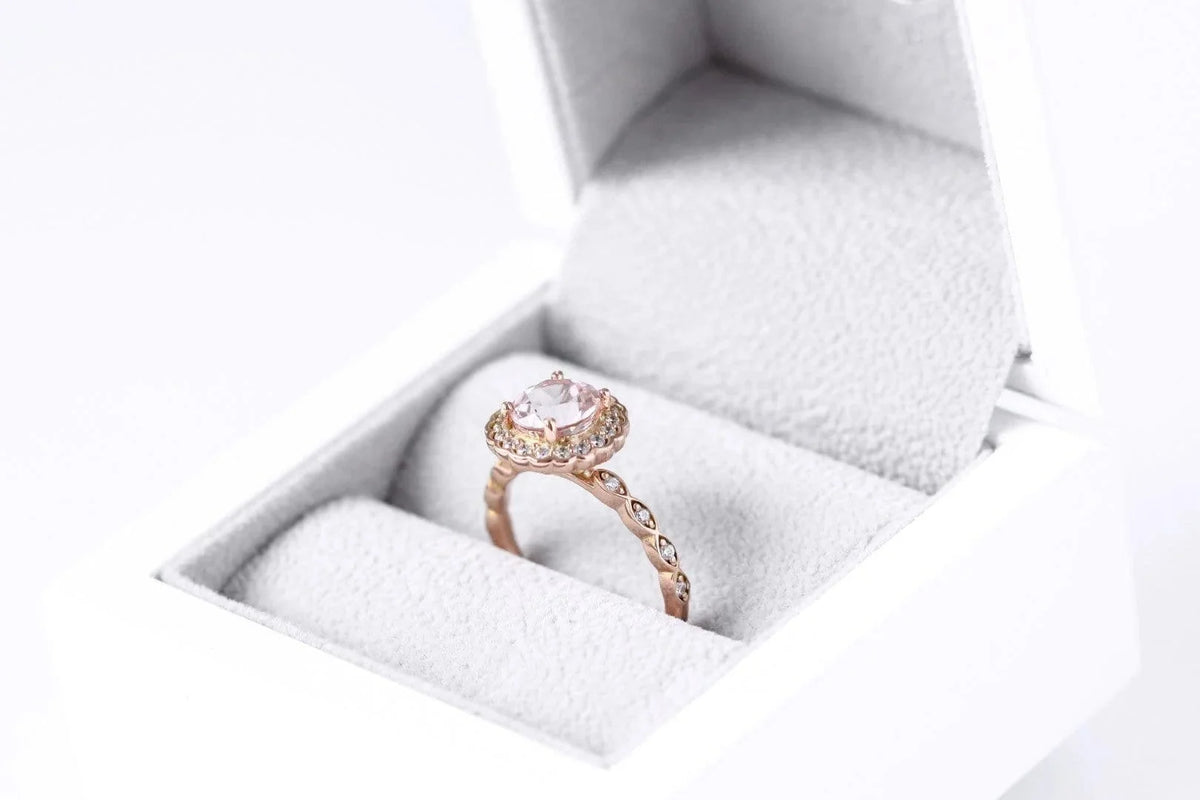 Morganite Halo Ring