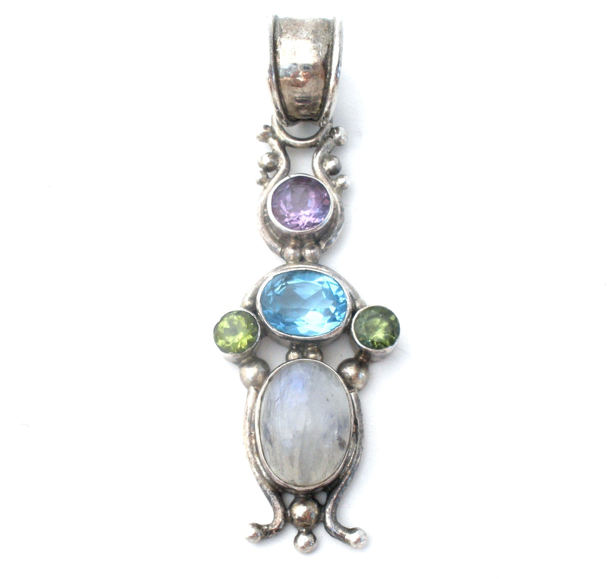 Multi Gemstone Pendant Sterling Silver