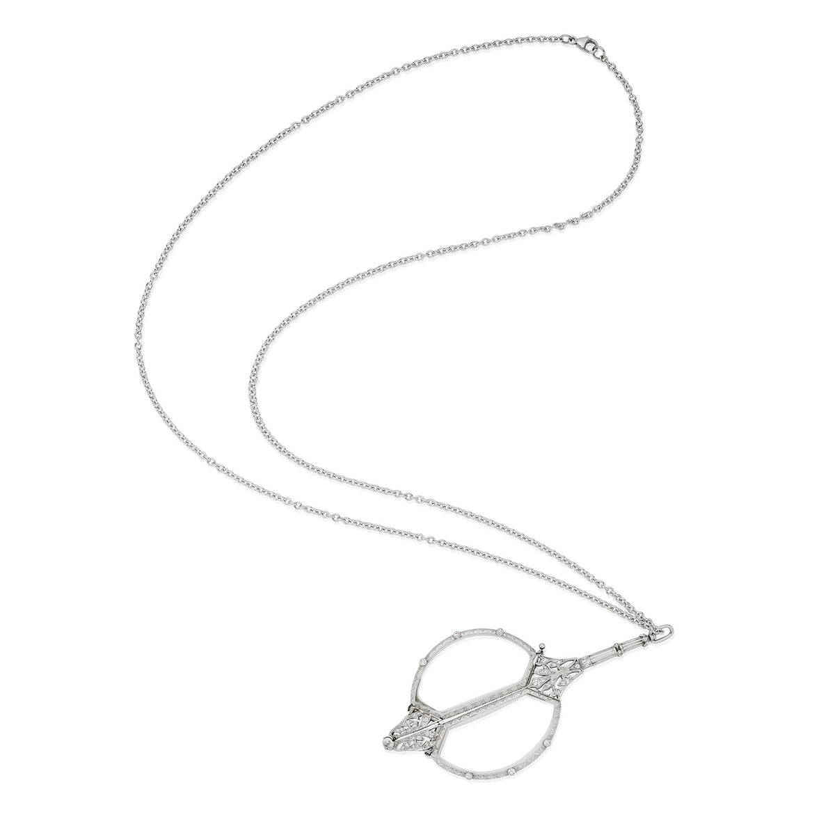 Edwardian Platinum and Diamond Lorgnette Pendant