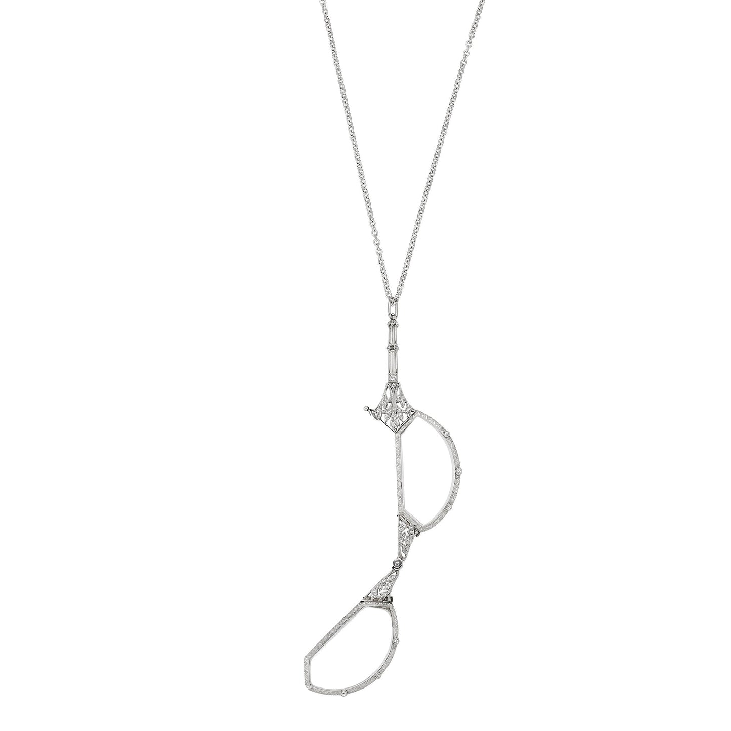 Edwardian Platinum and Diamond Lorgnette Pendant