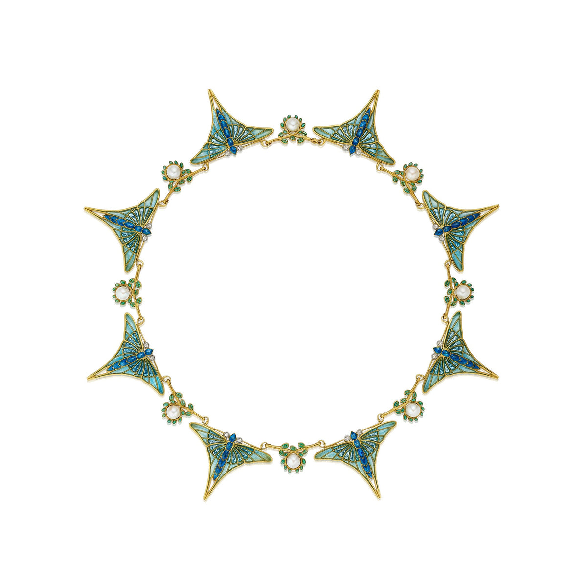 Eugène Feuillâtre Art Nouveau Butterfly Necklace
