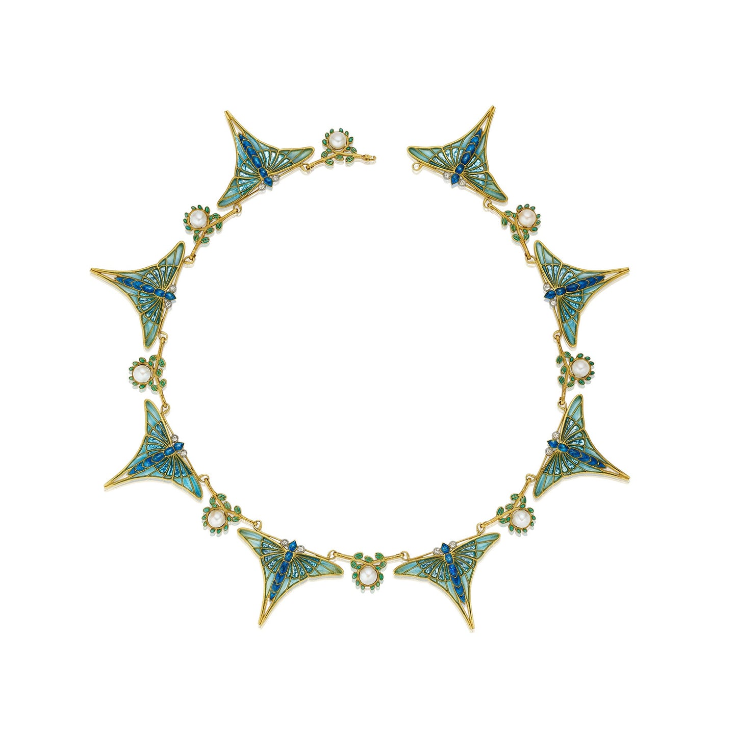 Eugène Feuillâtre Art Nouveau Butterfly Necklace