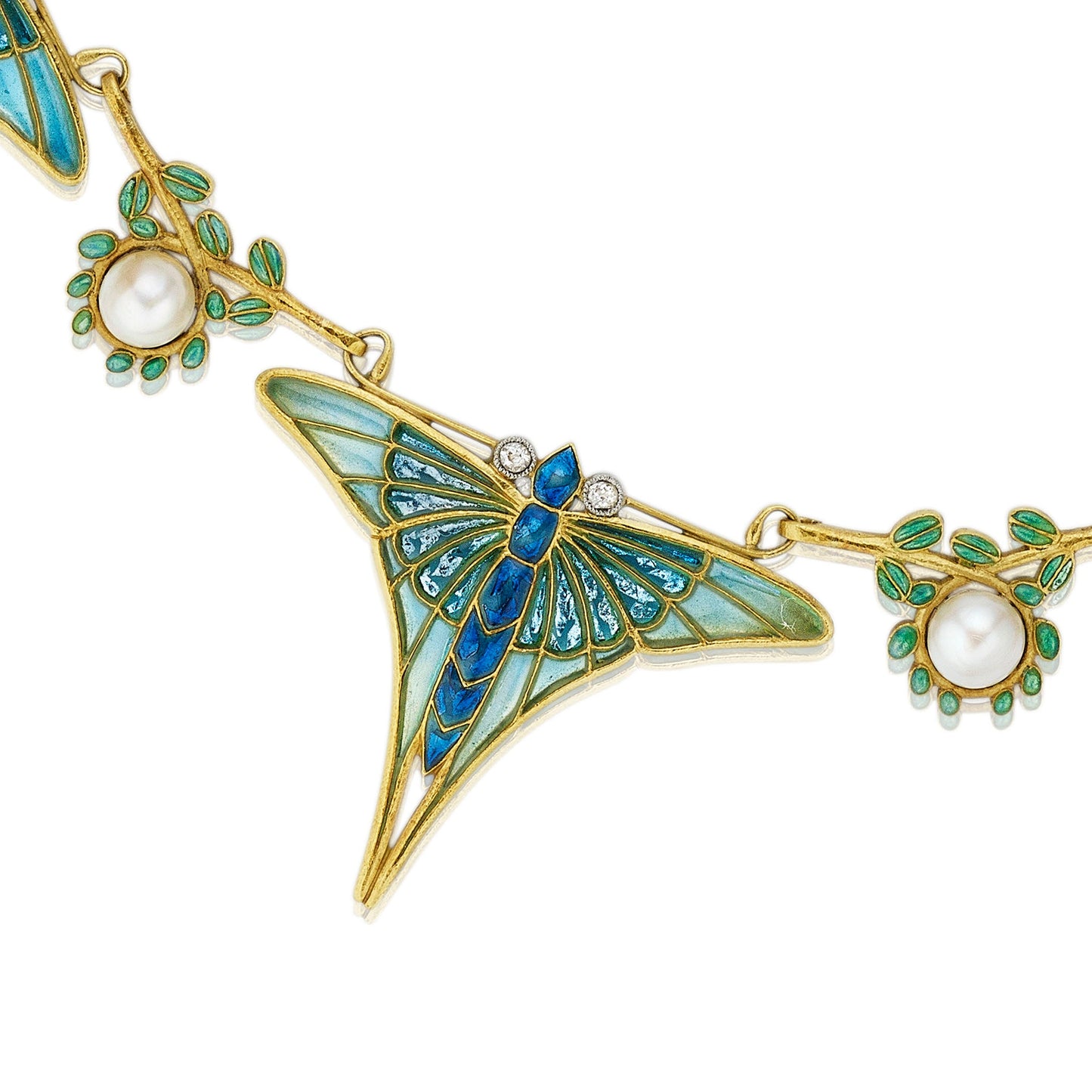 Eugène Feuillâtre Art Nouveau Butterfly Necklace