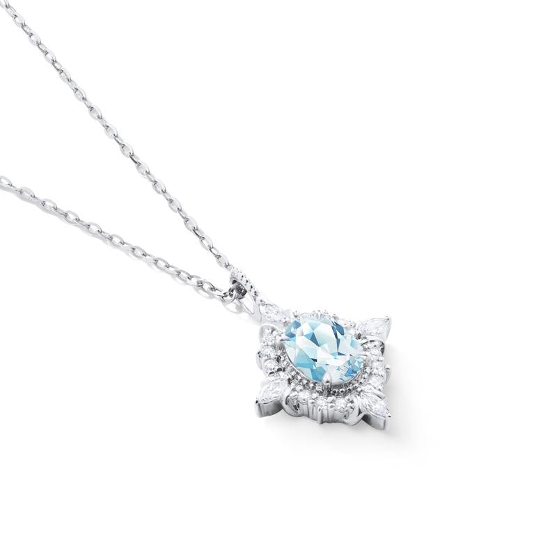 [Alessandra] Art Deco Oval Cut Necklace in Aquamarine
