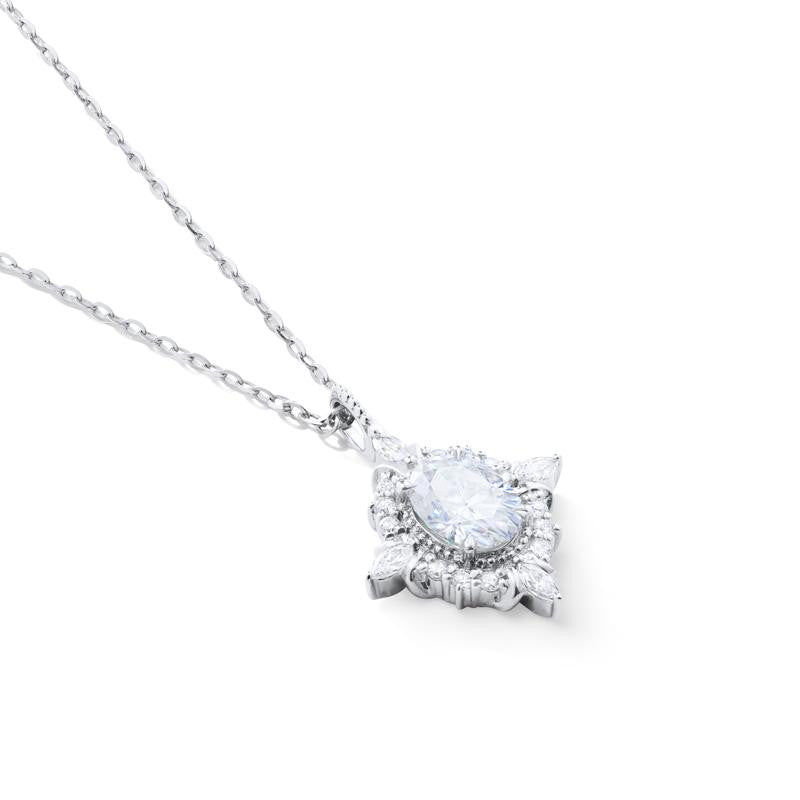 [Alessandra] Art Deco Oval Cut Necklace in Diamond or Moissanite