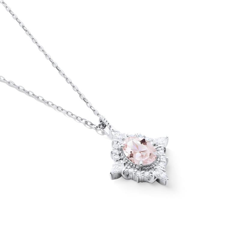 [Alessandra] Art Deco Oval Cut Necklace in Morganite