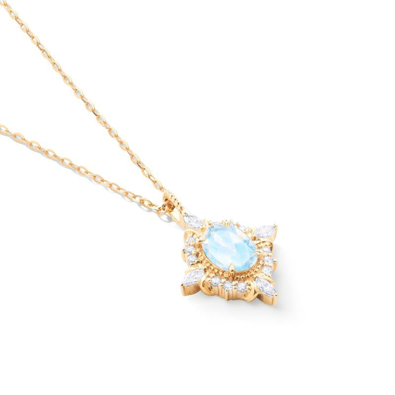 [Alessandra] Art Deco Oval Cut Necklace in Moonstone
