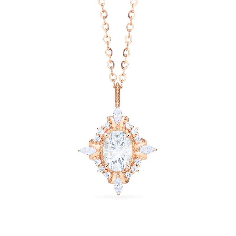 [Alessandra] Art Deco Oval Cut Necklace in Diamond or Moissanite