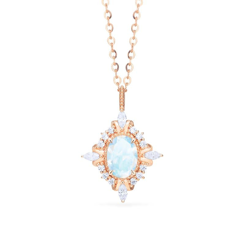[Alessandra] Art Deco Oval Cut Necklace in Moonstone