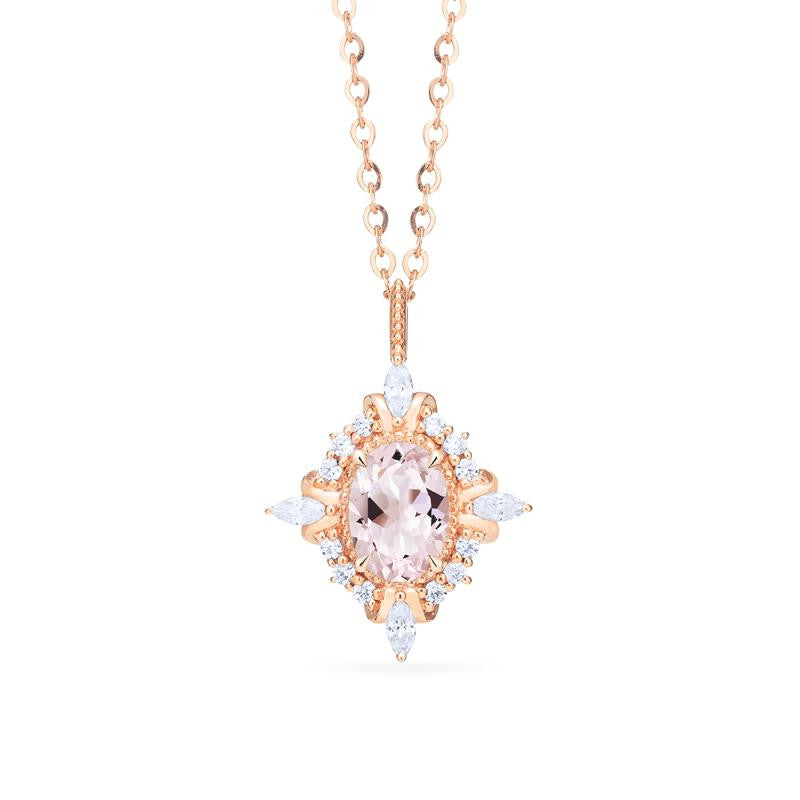[Alessandra] Art Deco Oval Cut Necklace in Morganite