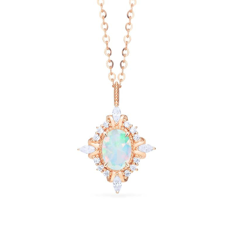 [Alessandra] Art Deco Oval Cut Necklace in Opal