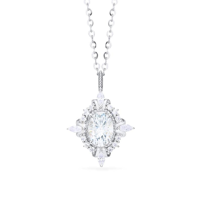 [Alessandra] Art Deco Oval Cut Necklace in Diamond or Moissanite
