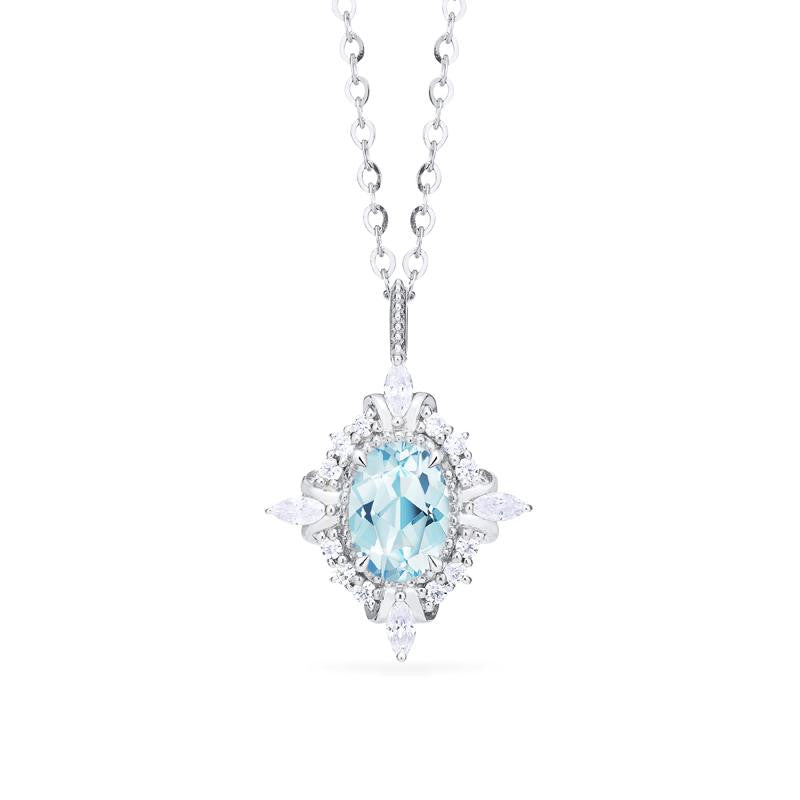 [Alessandra] Art Deco Oval Cut Necklace in Aquamarine