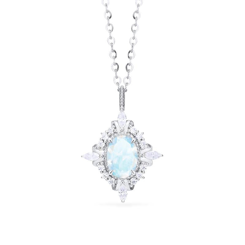 [Alessandra] Art Deco Oval Cut Necklace in Moonstone