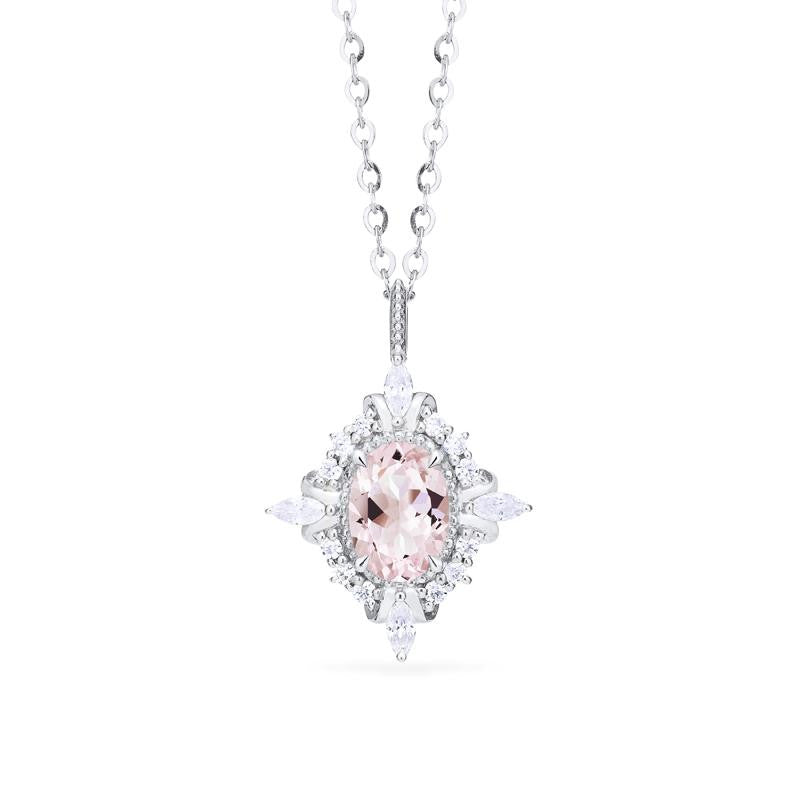 [Alessandra] Art Deco Oval Cut Necklace in Morganite