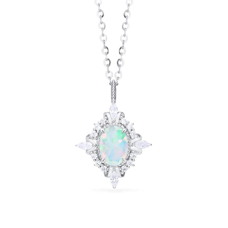 [Alessandra] Art Deco Oval Cut Necklace in Opal