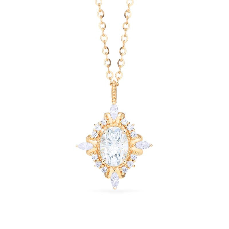 [Alessandra] Art Deco Oval Cut Necklace in Diamond or Moissanite