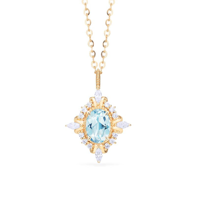 [Alessandra] Art Deco Oval Cut Necklace in Aquamarine