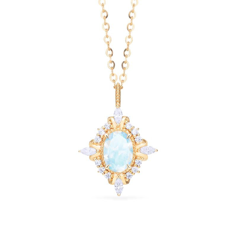 [Alessandra] Art Deco Oval Cut Necklace in Moonstone