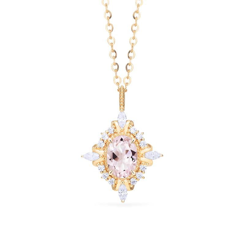 [Alessandra] Art Deco Oval Cut Necklace in Morganite
