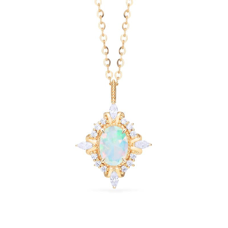 [Alessandra] Art Deco Oval Cut Necklace in Opal