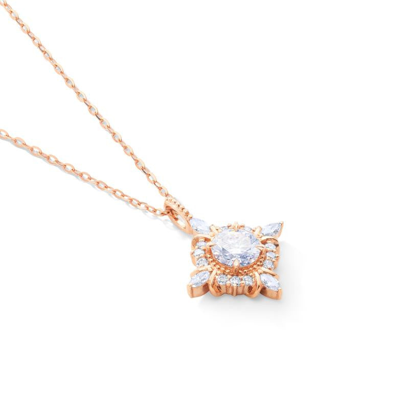 [Astrid] Art Deco Petite Necklace in Diamond / Moissanite