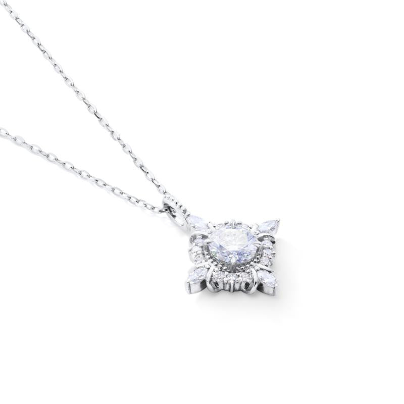 [Astrid] Art Deco Petite Necklace in Diamond / Moissanite