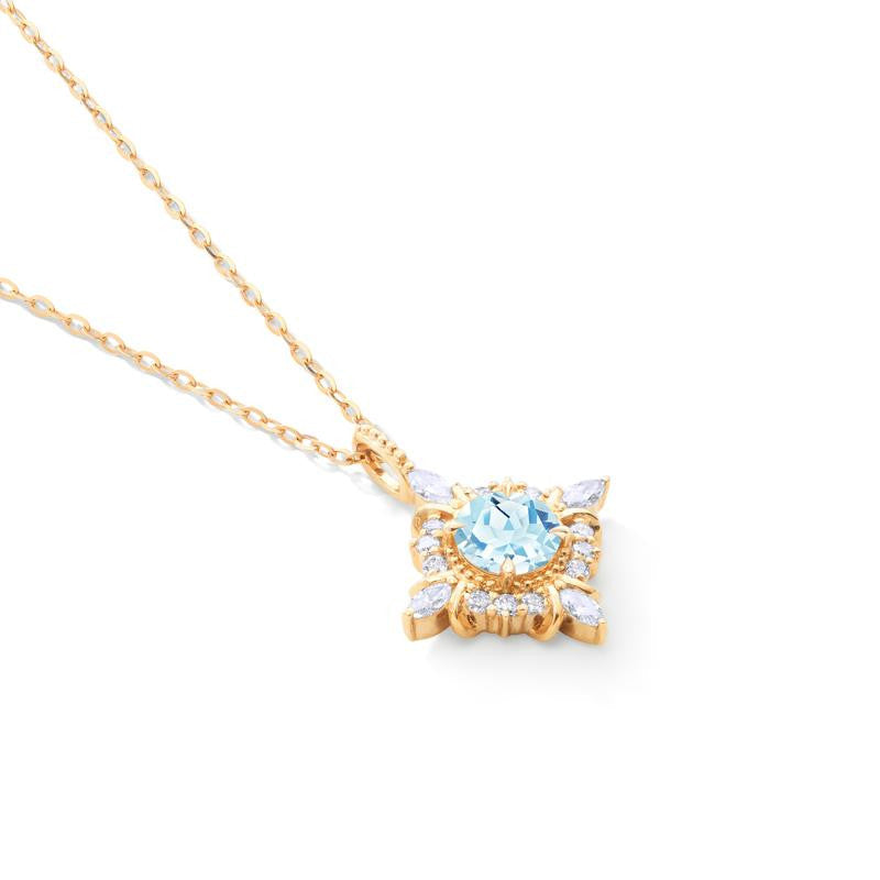 [Astrid] Art Deco Petite Necklace in Aquamarine