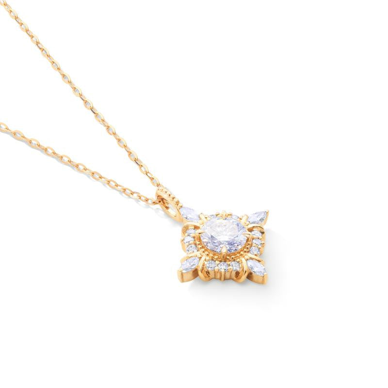 [Astrid] Art Deco Petite Necklace in Diamond / Moissanite