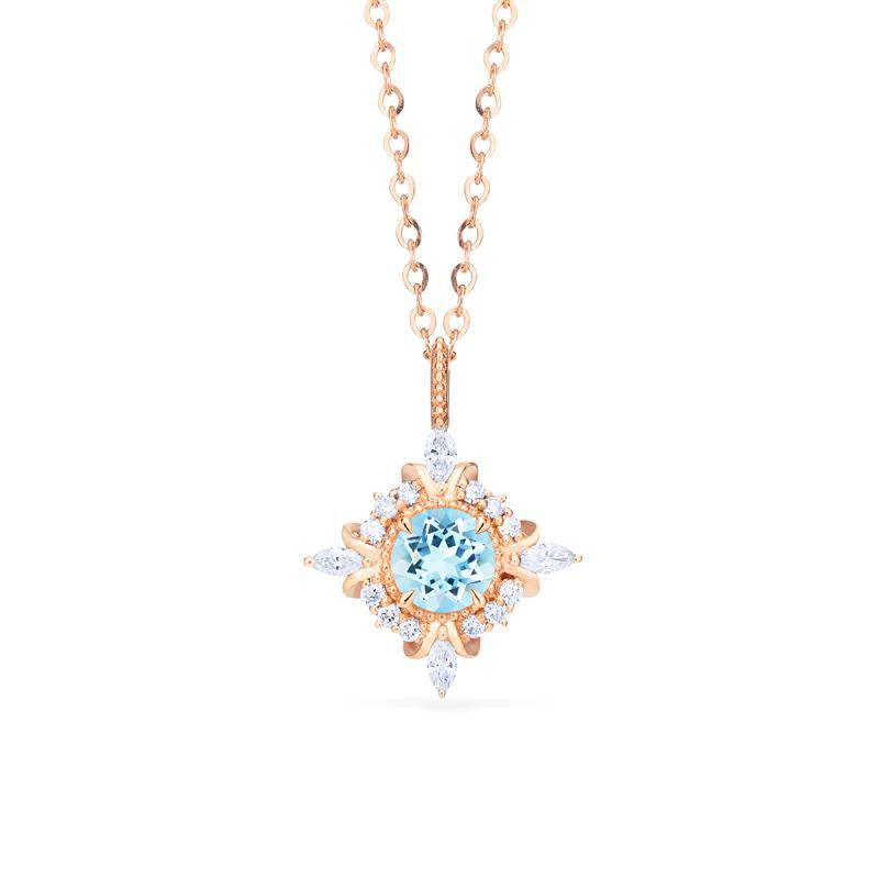 [Astrid] Art Deco Petite Necklace in Aquamarine