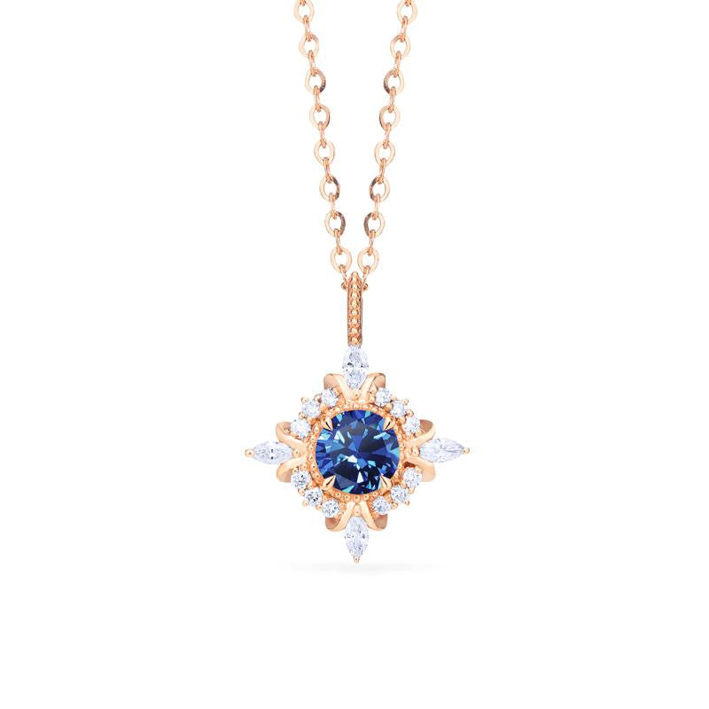 [Astrid] Art Deco Petite Necklace in Lab Blue Sapphire