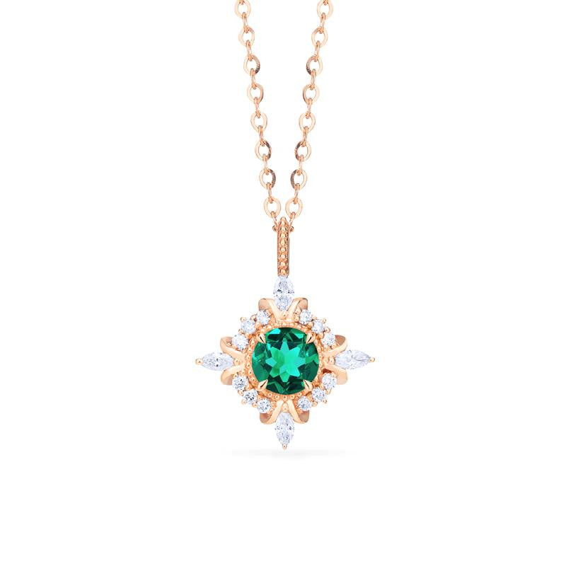 [Astrid] Art Deco Petite Necklace in Lab Emerald
