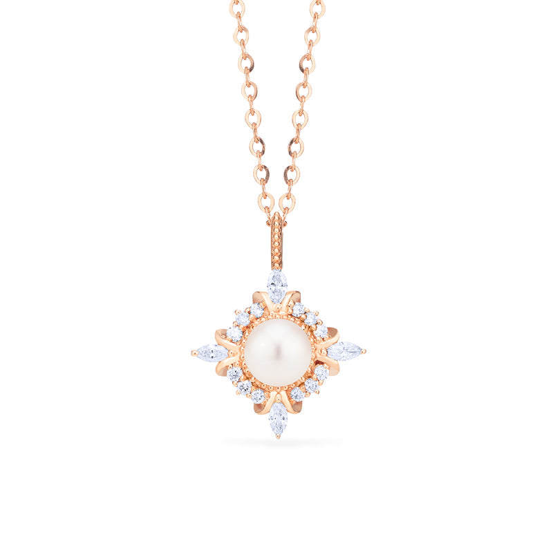 [Astrid] Art Deco Petite Necklace in Akoya Pearl