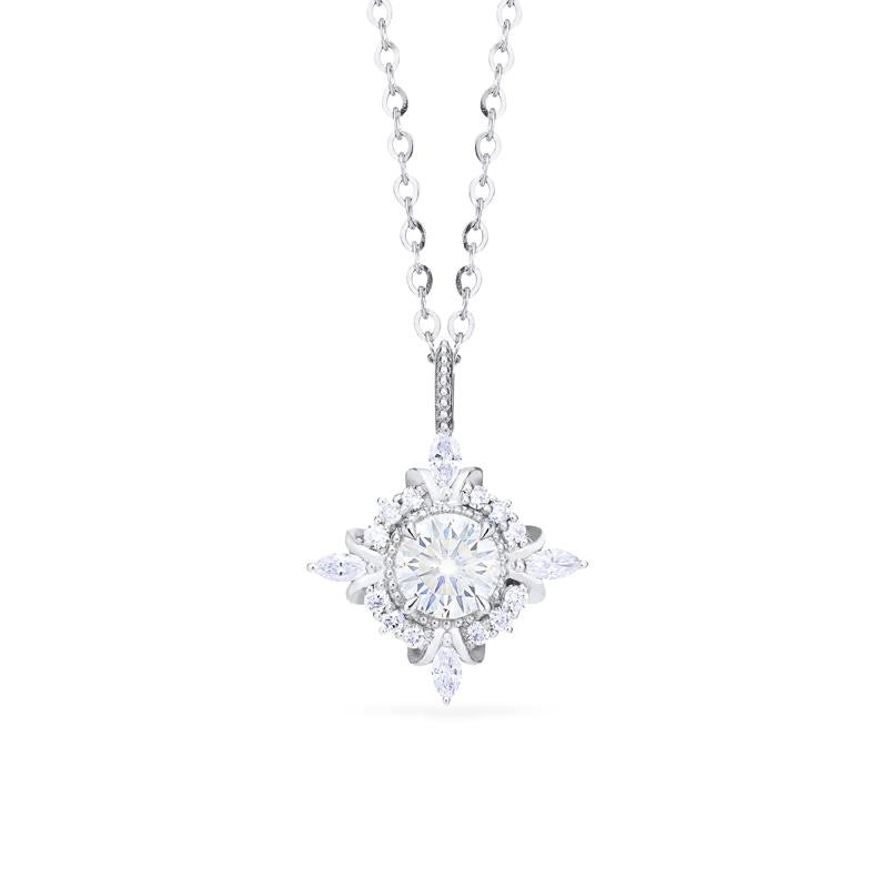[Astrid] Art Deco Petite Necklace in Diamond / Moissanite