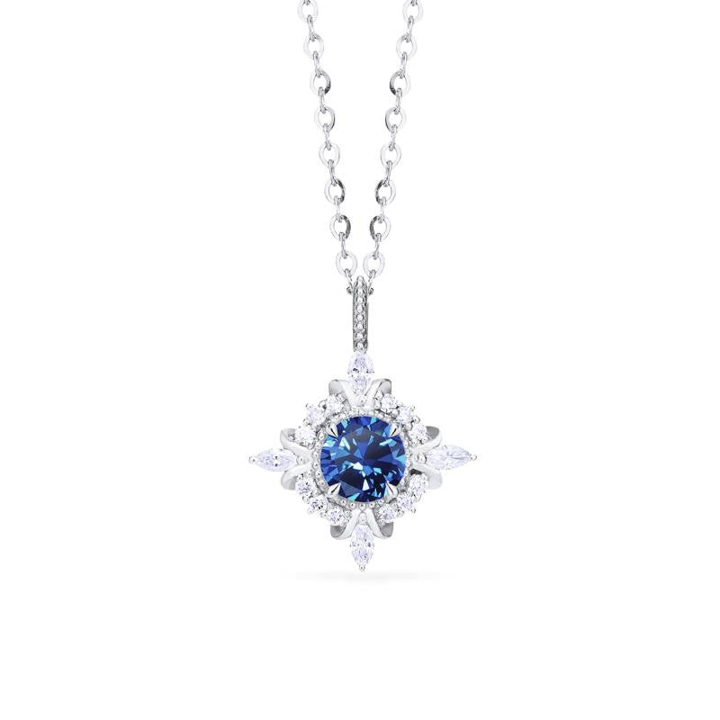 [Astrid] Art Deco Petite Necklace in Lab Blue Sapphire