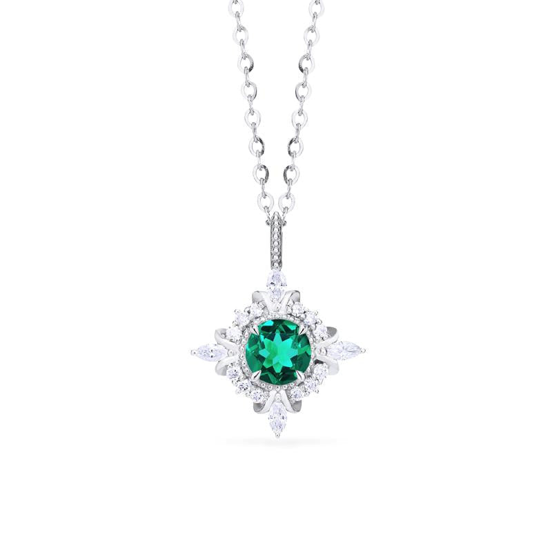 [Astrid] Art Deco Petite Necklace in Lab Emerald