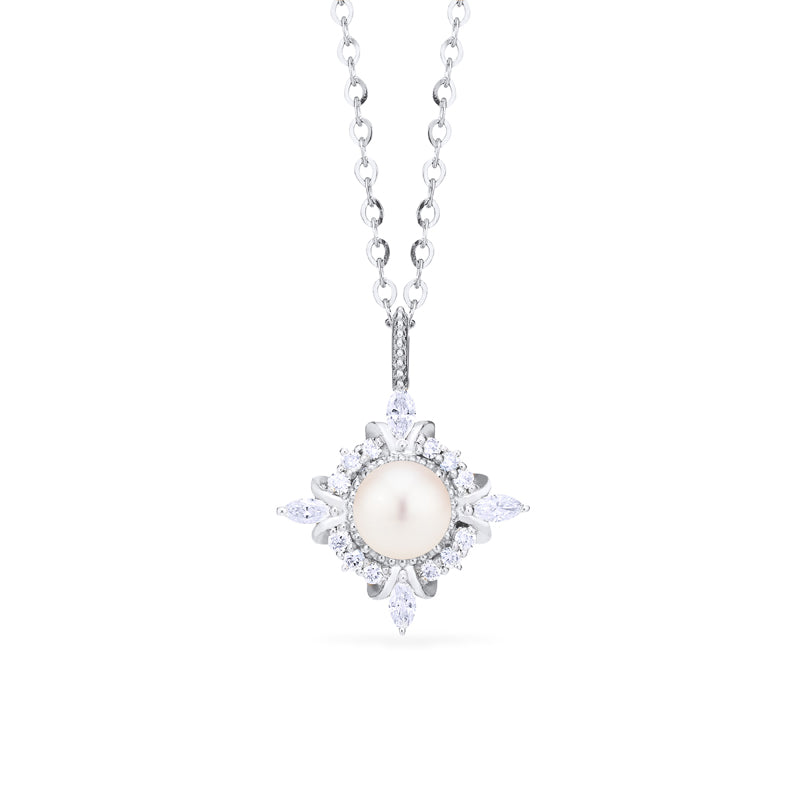 [Astrid] Art Deco Petite Necklace in Akoya Pearl