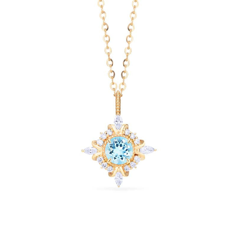 [Astrid] Art Deco Petite Necklace in Aquamarine