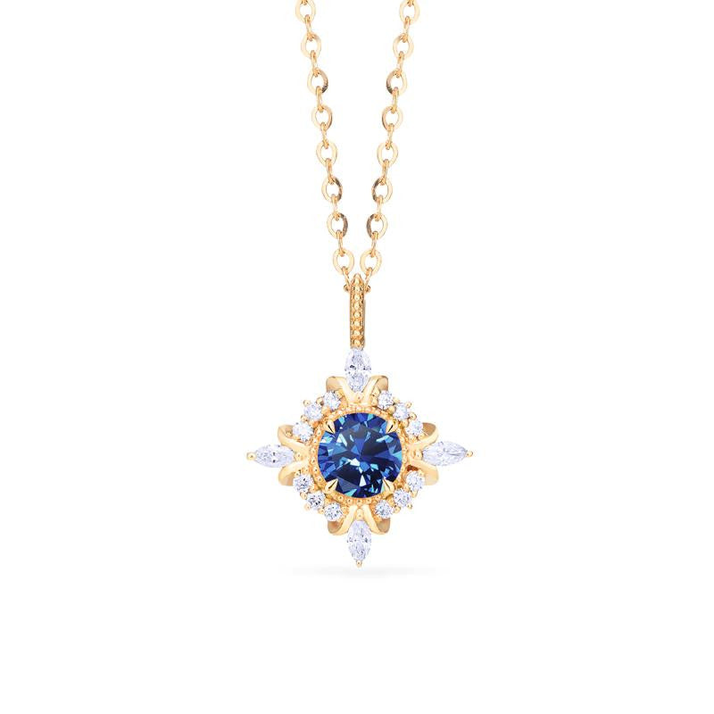 [Astrid] Art Deco Petite Necklace in Lab Blue Sapphire