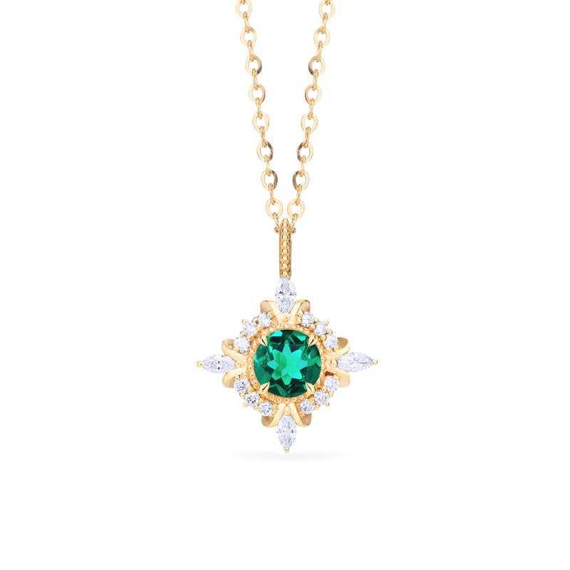 [Astrid] Art Deco Petite Necklace in Lab Emerald