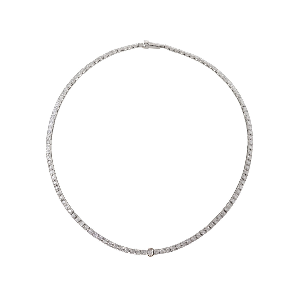 Diamond Box Link Line Necklace